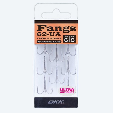 BKK Hooks Fangs-62 UA Treble Hook Size 2/0 6 Pack
