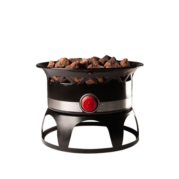 Camp Chef Redwood 18 in. Outdoor Liquid Propane Fire Pit with Lava Rocks and Lid, Black