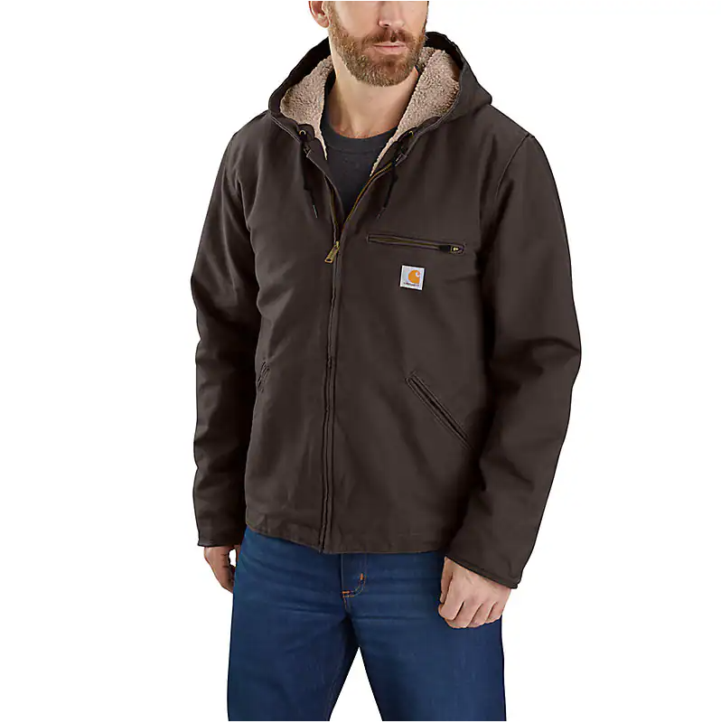 Carhartt Men's Relaxed Fit Washed Duck Sherpa-Lined Jacket