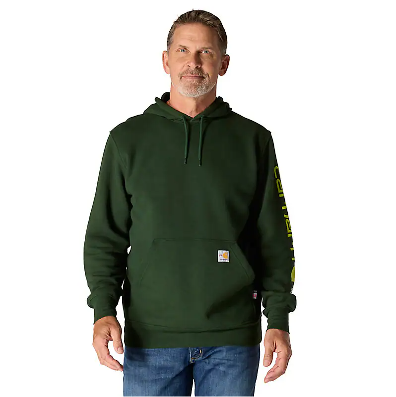 Carhartt Men's Flame Resistant Force Loose Fit Midweight Hooded Logo Graphic Hoodie