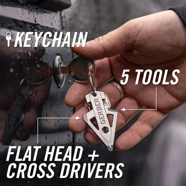 Gerber Broadhead EDC Keychain Multitool, Pocket Clip, Bottle Opener