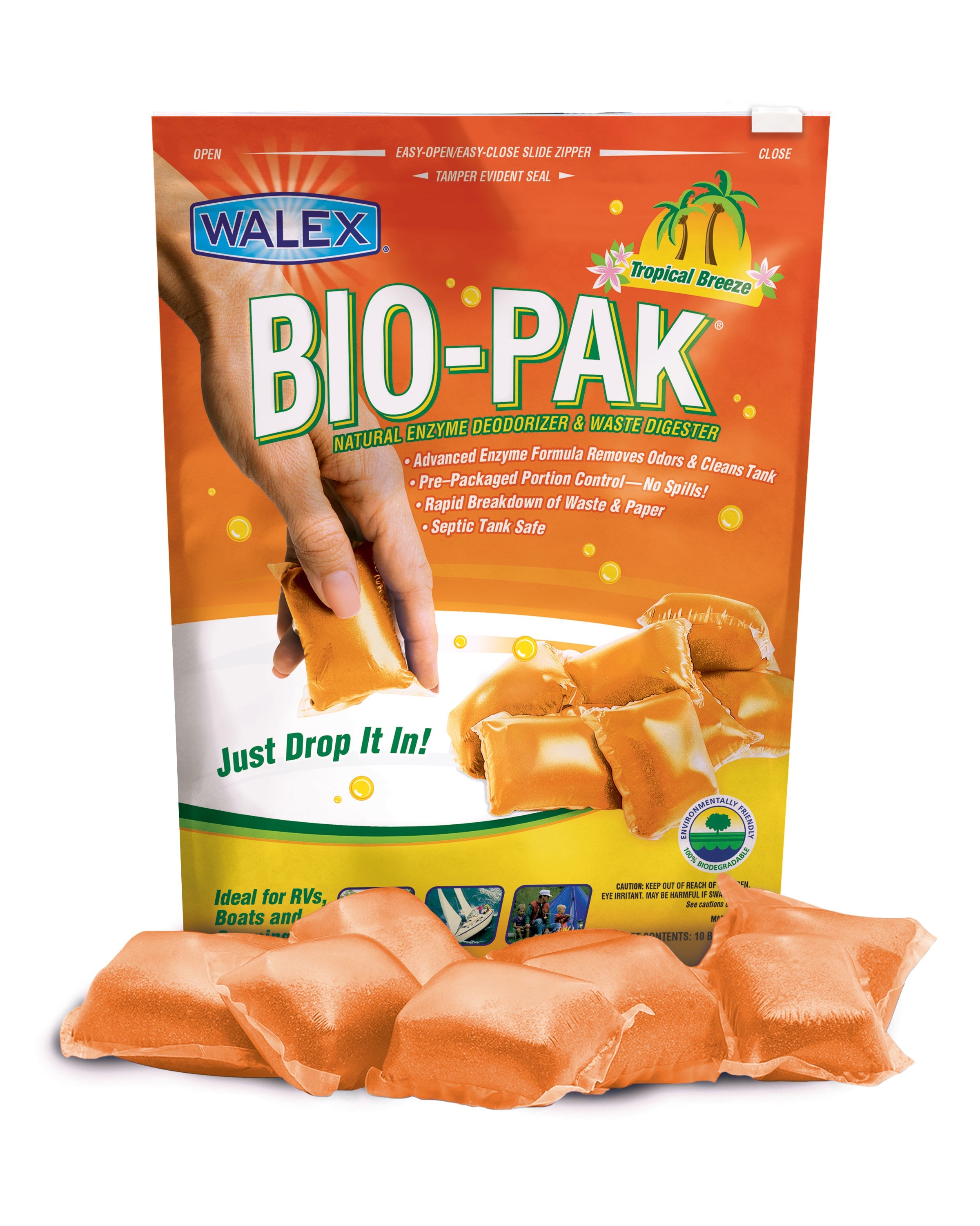 Désodorisant Enzymatique Naturel Et Digesteur De Déchets Pour Réservoir De Stockage De VR Walex Bio-Pak Parfum Brise Tropicale