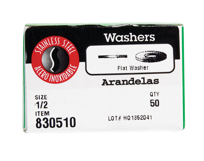 Hillman Stainless Steel Flat Washers 1/2