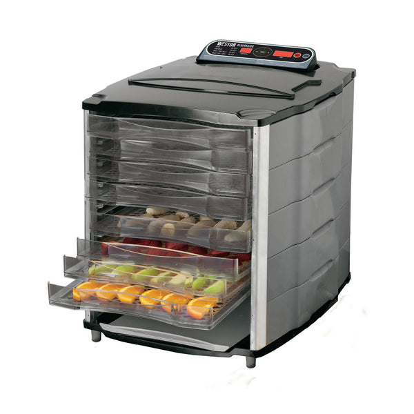 Weston 10-Tray Black and Silver Food Dehydrator with Temperature Display Black/Silver