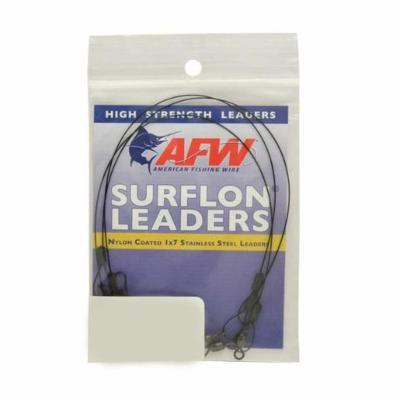 Surflon Leaders Nylon Coated 1X7 Stainless, Sleeve Swivel, Locksnap, 30 Lb 14 Kg Test, Black, 12 I