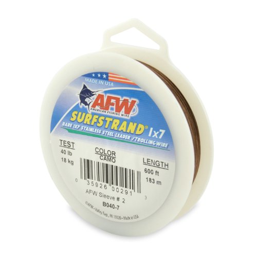 Surfstrand Bare 1X7 Stainless Steel Leader Wire 20Lb 9 Kg Test 011 in 028 Mm Dia Camo 30 Ft 9