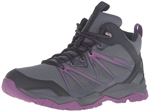 Merrell Women'S Capra Rise Mid Waterproof Hiking Boot, Grey/Purple, 9 M Us