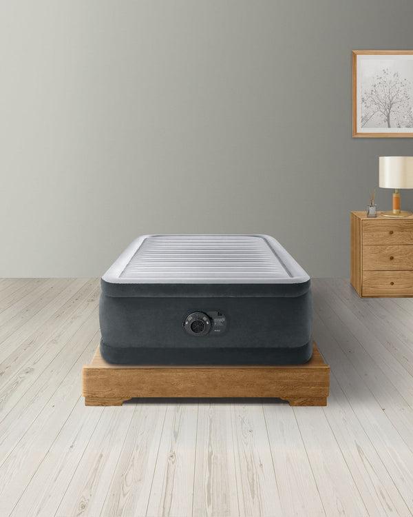 Intex Dura-Beam Deluxe Comfort-Plush Air Mattress 18" Twin with Built-In Electric Pump