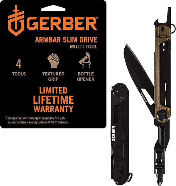 Gerber Gear Armbar Slim Drive Pocket Knife EDC Multitool with Screwdriver, Bottle Opener, Burnt Bronze