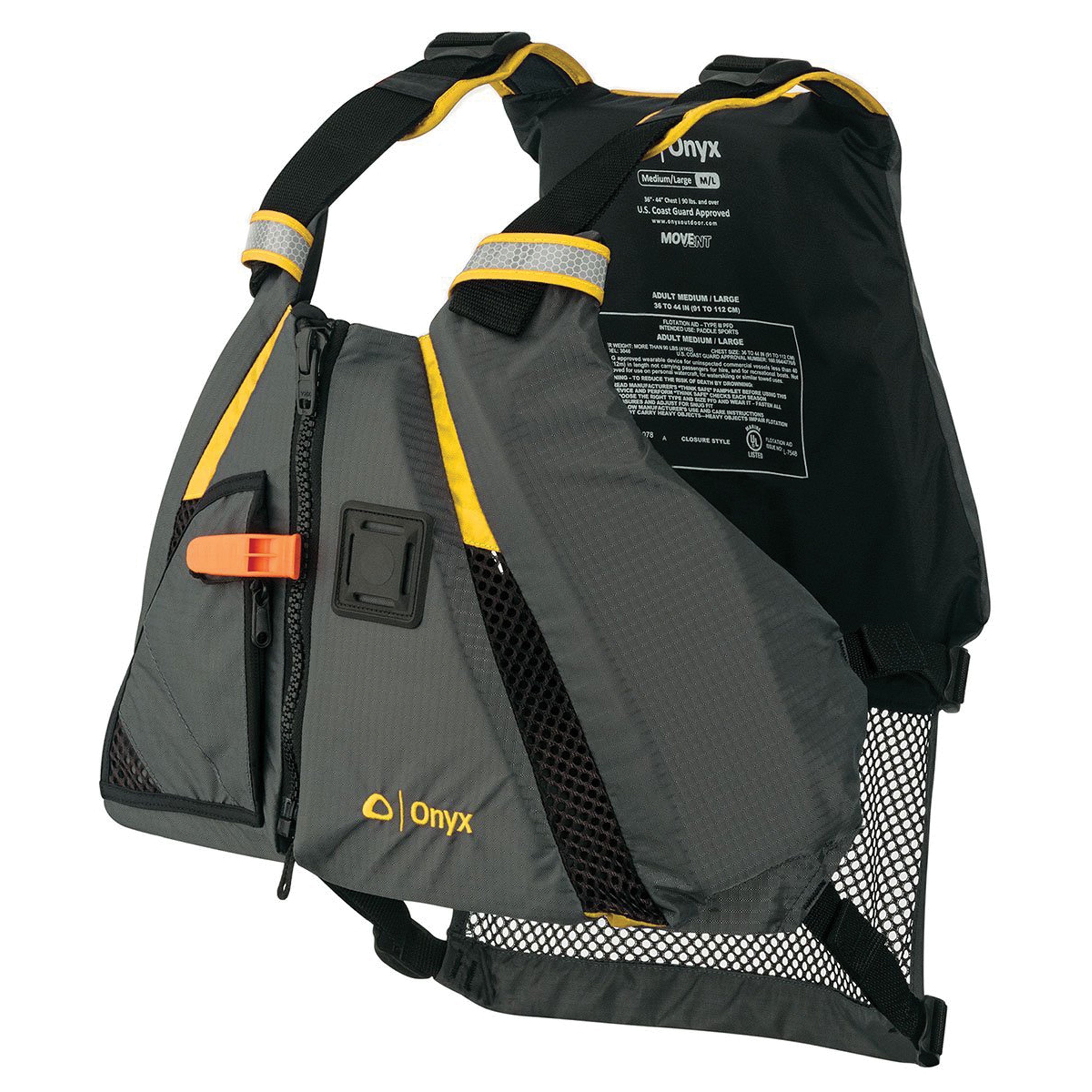 122200-300-040-18 Movement Dynamic Paddle Sports Vest Yellow & Grey - Medium & Large