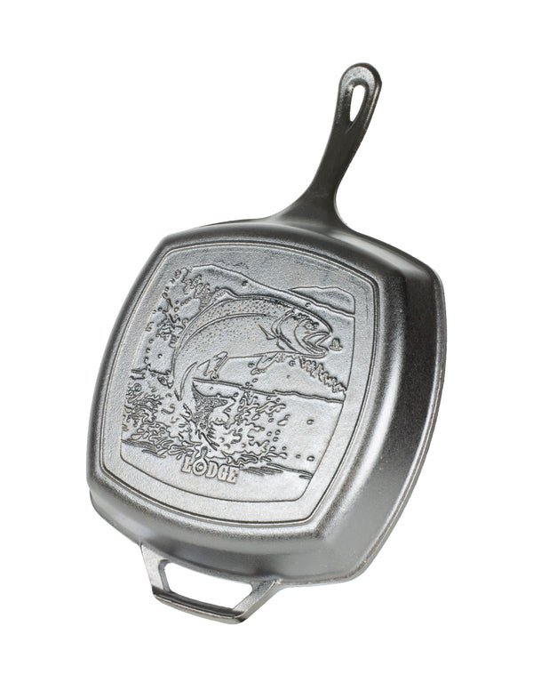 Lodge Wildlife Series-Rainbow Trout Cast Iron Grill Pan 10-1/2 in. Black