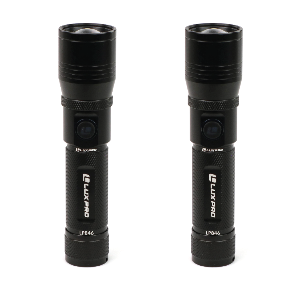 Luxpro Handheld Dual-Power Focus Flashlight - 1250 Lumens LP846-2PK