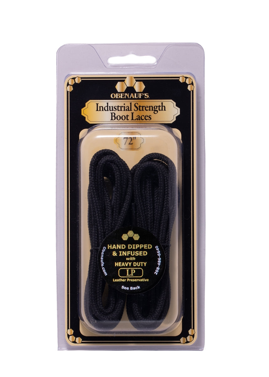 Obenauf's Boot Laces Industrial Strength Black Waxed Round Black -54