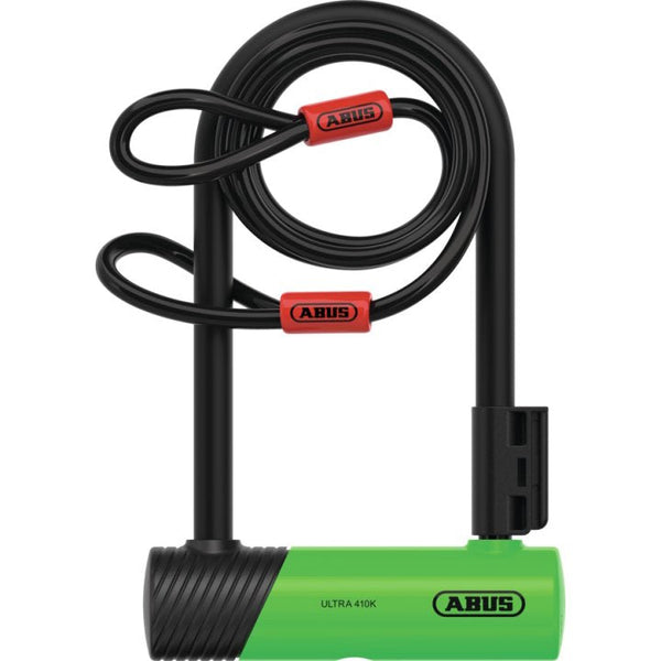 Abus Ultra Mini 410K/150HB180 U-Lock 180x106 mm + Frame Bracket SH34 + Loop Cable 10/120 - Green