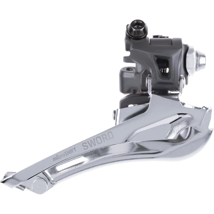 Microshift Sword Front Derailleur - 10-Speed Double 46-52t Max Ring Braze-On Sword Compatible