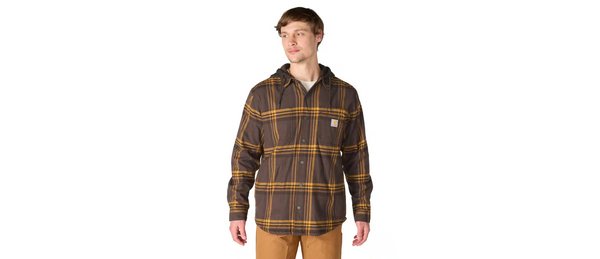 Carhartt Men's Rugged Flex Relaxed Fit Flannel Fleece Lined Hooded Shirt Jacket