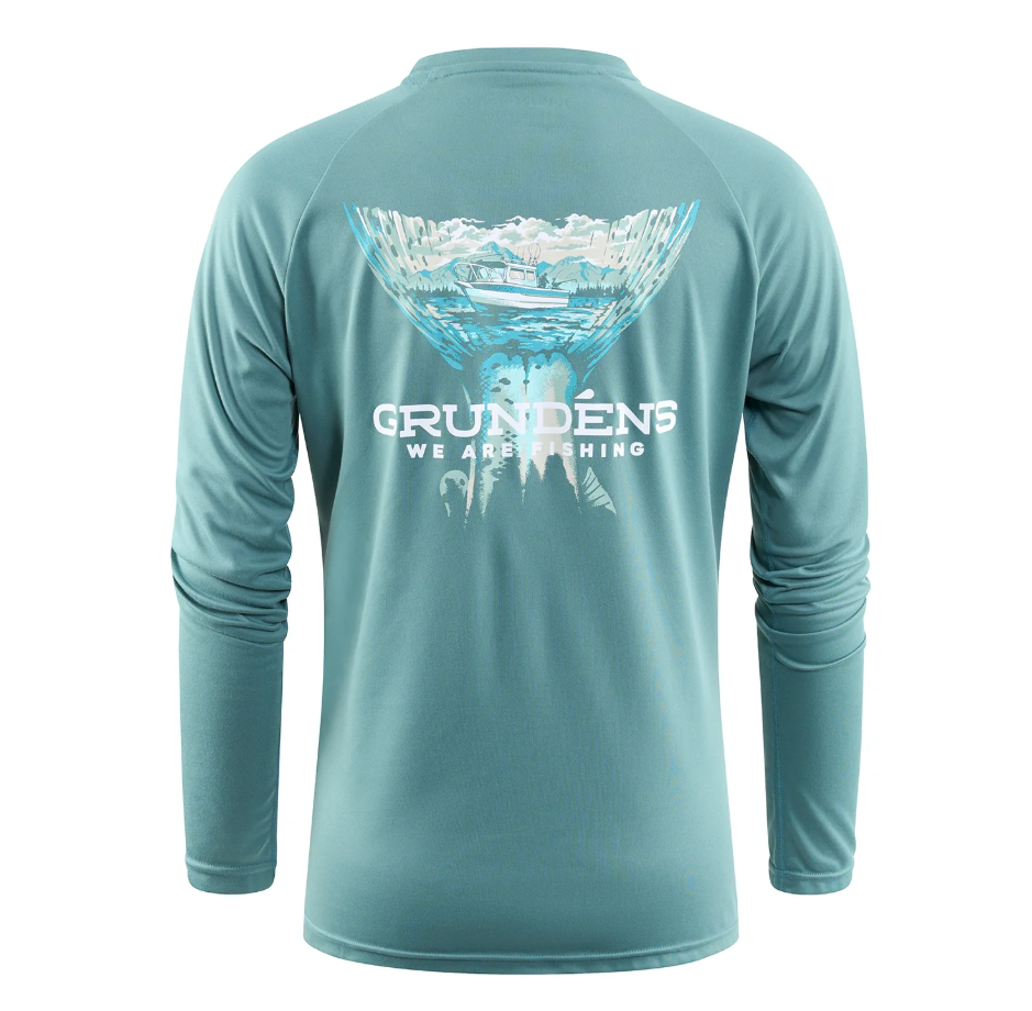 Grundens Salmon Tailscape LS Tech Tee Women's
