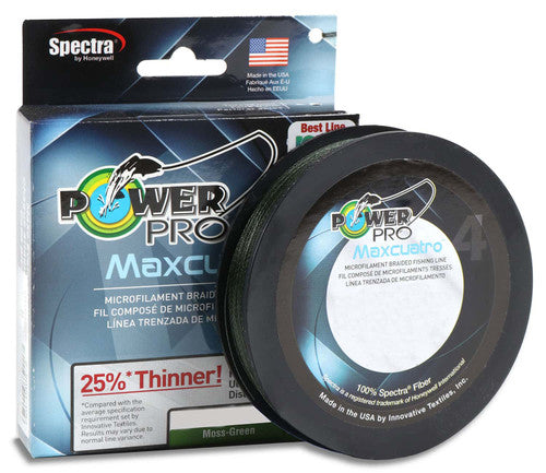 PowerPro Maxcuatro Braided Fishing Line 100lb 1500yds Moss Green