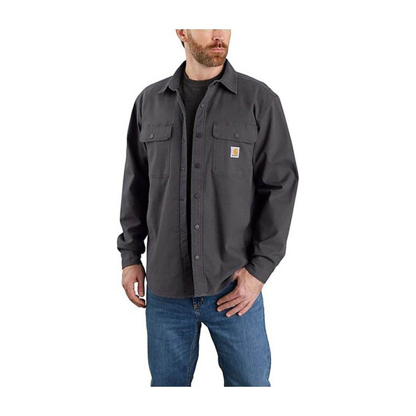 Carhartt Men's Rugged Flex Relaxed Fit Canvas Fleece-Lined Snap-Front Shirt