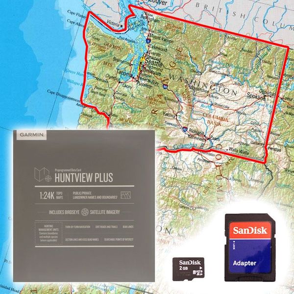 Garmin Huntview Plus Map Card- Washington