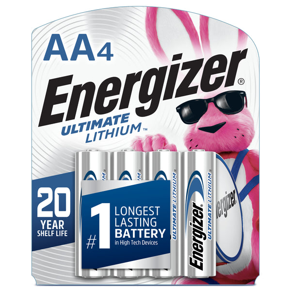 Energizer Ultimate Lithium AA Batteries (4-Pack), 1.5V Lithium Double a Batteries
