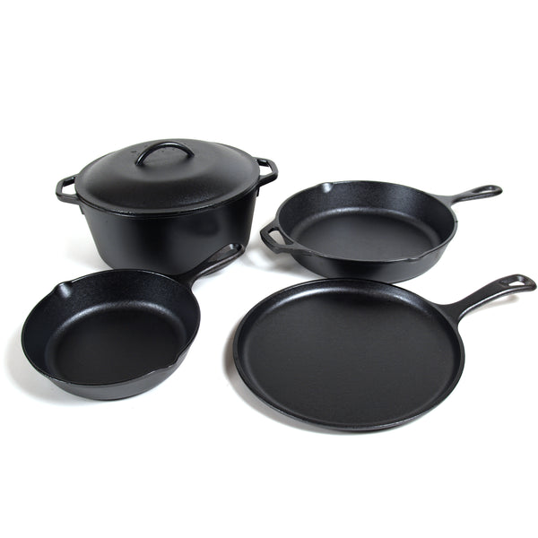 Lodge 5-Piece Cast Iron Cookware Set, Black